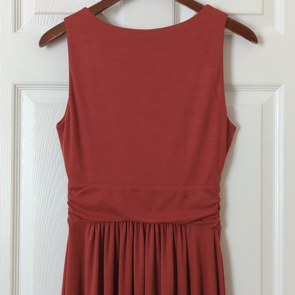 Maeve by Anthropologie Nora Textured Sleeveless Faux Wrap A-line Dress Rust XS - Picture 11 of 15